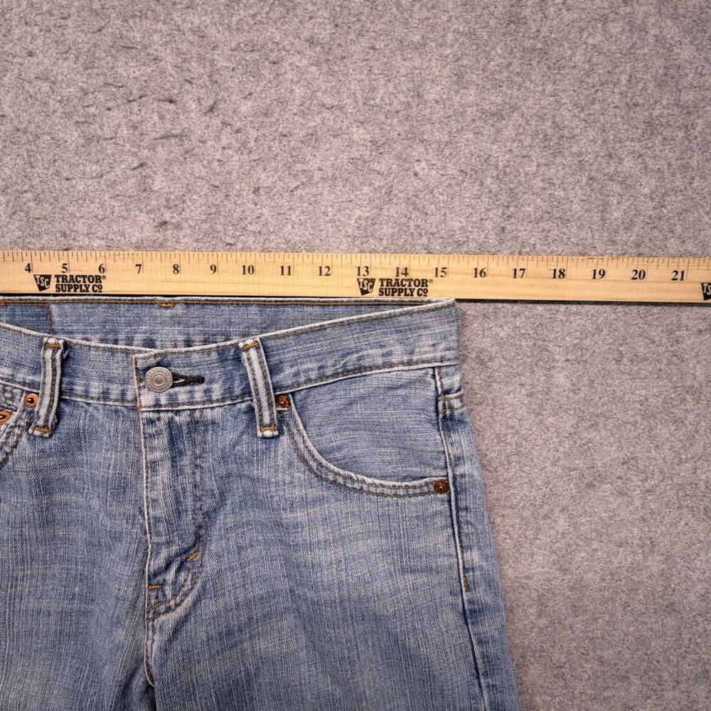 Levis 527 Slim Bootcut Jeans Mens 30x26 Blue Denim Medium Wash Raw Hem - Picture 9 of 10